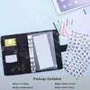 Presentförpackning PU -bindemedel med A6 fickor kostnadsbudgetblad klistermärke för pengar sparar kontant kuvert svartgift