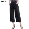 Auturn Spring Wide Leg Pants 여성 Elasitic High High Waist Solid Loose Casual Suit Pants Capris 암컷 바지 Plus Size S 3XL 210412
