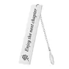 Stainless Steel Bookmark Metal Silver Bookmarker with Chain Office Supplies Opening School Pendant