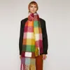 Designer Autumn Winter Silk Scarf Imitation Cashmere Rainbow Plaid Thick Beard Ladies Warm Scarves Shawl Fashion Scarf
