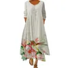 Casual jurken voor vrouwen 2022 Bloemprint Vintage Loose Lady Long Dress Elegant Beach Dameskleding