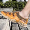 Topselling Luxury Äkta Läder Sommar Män Utomhus Stor Storlek Ljus Casual Sandaler Högkvalitativa Andningsbara Vandringsskor Berömd Märkesdesigner