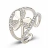 Anéis de prata dourada Coração de dupla camada fofo Lucky 3 Folhas de trevo de folhas anéis de abertura para jóias femininas