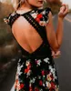 Yaz kadınları zarif vintage boho uzun maxi elbise seksi sırtsız parti plaj çiçek sundress 220613
