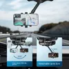 Suporte para telefone com espelho retrovisor 360° para montagem em carro Suporte para celular e GPS Suporte universal giratório ajustável telescópico para carro