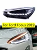 Dual Beam Lens Lamp för Ford Focus 20 19 strålkastarmontering Bil Dagsljus LED -streamer Turn Signal Light