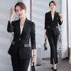 Dwuczęściowe spodnie kobiet wiosna elegancka marynarka kurtka blezerowa 2 set żeńska szczupła moda koreańskie ubrania robocze biznesowe J50Women's