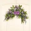 装飾的な花の花輪人工ローズデイジーフラワースワッグリンテルスプリングスワッグフロントドアウェディングアーチdocorativeのための素朴な花
