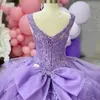 Lilac Lace Quinceanera Dresses Flowers Ruffles Sweetheart Lace-Up Back Sweet 15 Girls Princess Dress Vestidos De Quinceaera