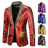 Mężczyźni Blezer Shiny cekinowe kołnierz szalik Suit Men Wedding Groom Singer Prom Glitter Chucil Kurtka DJ Club Stage Suit 220801