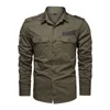 Camicie cargo per uomo stile militare casual manica lunga tattica uomo primavera tasca pulsante maschio stampa lettera 220324