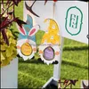 Autres fournitures de fête festives Accueil Jardin Pâques Gnomes en bois Décoration Jaune Bleu Chapeau Bois Lapin Câlin Un Oeuf Pour Le Printemps Ornement Paf