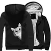 Men's Jackets Cat Kawaii Cute For Men Warm Thicken Bomber Jacket Zip Up Hoodie Winter Fleece Sweatshirts Hooded Clothing OuterwearMen's