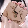 Wallets Women Leaf Bifold Wallet Leather Clutch Card Holder Purse Handbag Khaki Mini Cute Pochette FemmeWallets