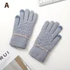 Пять пальцев перчатки женщины зимнее вязаное теплый сенсорный экран
