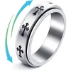 Stainless Steel Silver Knights Templar Cross Spinning Rings Jewellery Item Gift For Men Wedding Rotation Ring Engagement Rotatable Ring