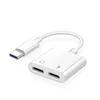 2 i 1 Dual Type-C DAC-jack hörlursadapter för Samsung S20 note10 Huawei xiaomi LG USB-C Type C till 3,5 mm AUX Audio Hörlurar Splitter Laddningskonverterare Med Retail Box