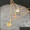 Pendant Necklaces Pendants Jewelry F/W Gold Color With Shiny Glitter Square Three Layer In One Lobster L Dh3B4