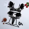 BH-Sets 3-teiliges zartes Feder-Spitze-Dessous-Set für Damen, sexy erotische Outfits, Strumpfbänder mit Kette, Porno-Intim-Sets