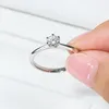 Moissanite Sterling Gümüş S925 Çar Yüzük 05 Karat Klasik Altı Pençe Elmas Nişan Vaat Yüzüğü Çift Doğum Günü Hediyesi2586631