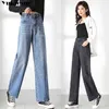 Vriendje Vintage Woman's jeans met hoge taille wide been vrouw moeder dames voor vrouwen Jean femme kleding T220728