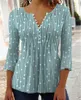 Camiseta feminina outono e inverno elegante geométrico v pescoço de pescoço polka casual top tshirt listrado listrado pulôver camiseta camiseta 230206