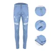 Jeans da uomo Puimentiua Tinta unita da uomo 2022 Pantaloni a matita slim moda Casual Design strappato con fori casual Streetwear