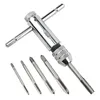 أدوات يدوية قابلة للتعديل الفضة t-handle ratchet وجع الحامل مع 5pcs m3-m8 3mm-8mm المسمار المسمار المتري بتوصيل tap