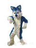 Langes Fell Blau Husky Hund Fuchs Maskottchen Kostüm Party Charakter Geburtstag Halloween Kleid Maskottchen Kostüm