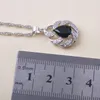 Kolczyki naszyjnik luksusowy srebrny kolor biżuterii srebrne zestawy nośne dla kobiet czarne cyrkonowe bransoletka pierścień wisiorek świąteczny Prezent QS0629EARRINGS
