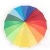 Regenbogen automatischer Regenschirm Langer gerader Griff 16K Starker winddes Sunny Regenschirme 8k Unisex verdicken Fimbria BH6833 Tyj