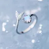 Ring Real 925 Sterling Silver Cute tail moonstone Personality Adjustable Ring Fine Jewelry For Women Party Elegant Accessories GC1499