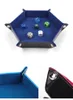 23 Colors Foldable Dice Game Tray Outdoor Games Accessory PU Leather Folding Hexagon Coin Square Tray Velvet Cloth Dice Plate Desktop Storage Box