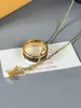 Colar de anel de corrente de ouro feminino de luxo