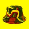 Berets Leopard Fluffy Hat Bucket Women Girl Winter Outdoor Travel Tie Dye Plaid Panama Thick Warm Velvet Fisherman BobBerets