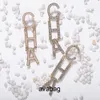 Popular fashion luxury designer exaggerated big Letter pearl CHA long drop dangle chandelier stud earrings for women gold silver D5YN