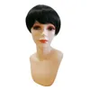 Krótka prosta Bob Pixie Cut Non Lace Front Peruka z grzywką dla czarnych kobiet Brazylijska pełna maszyna Made Human Hair Parg