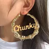 Hoop & Huggie Punk Gold Silver Color Big Round Bamboo Earring For Women Statement Babygirl Letter Circle Personality JewelryHoop Kirs22