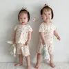8022 Baby Clothing Set Girls Suit Summer Korean Fashion Small Fresh Girl 2 Pieces Top+Pant 0-3T Kids Home 220509