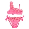 ins Meisjes Tweedelige Prinsessenbadpak Aardbeienrok Stijl Designer Strandkleding 2-16T Meisjes Roze Strakke Bikini's Kinderen Zomer Comfortabele Zwemkleding