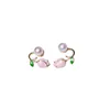 14k guldpläterade rosa tulpaner örn studs naturliga sötvatten pärlörhängen vit dam/flicka bröllop mode smycken