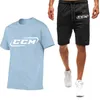 Chándales para hombre, camiseta deportiva informal con estampado de CCM de verano para hombre, camiseta deportiva de talla grande, camisetas transpirables de secado rápido, pantalones cortos