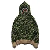 Hoodie Camo Men Lovers Sportwear Coat Jogger tracksuit Zipper Fleece Sweece Shirt Hip Hop Shark Print