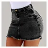 Sexy Women Denim Skirt Solid Color Skinny Short Summer Fashion Washed Slim Package Mini 220322