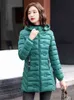 Cotton Cotton Cotton Cotton Women Red Long Slim Hooded Down Cotton Cotton Giane 2022 Autumn Inverno Fashi