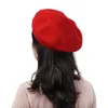 Basker pc ull basker hattar kvinnor vinter fransk hatt fast färg mode hösten platt cap casual filt beanie beretsberets