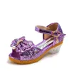 Summer Children Girls Crystal Sandals Kids Princess Glitter Leahter Shoes 220527