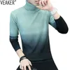 Męski golf sweter pullovery męskie jesienne zima szczupły fit dzianiny swetry swobodny gradient patchwork Sweater Knitwear 220813