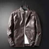 Plus Größe Männliche Jacke Casual Herren Bomber Jacken Pu Leder Schlanke Motorrad Jacke Junge Faux Leder Flauschigen Schwarz Windjacke männer L220725