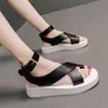 Sandals Female Rome 2022 Summer New Fashion Outdoor Opentoed Beach Shoes Casual Flat Nonslip Solid Color Sandalias De Mujer 220427